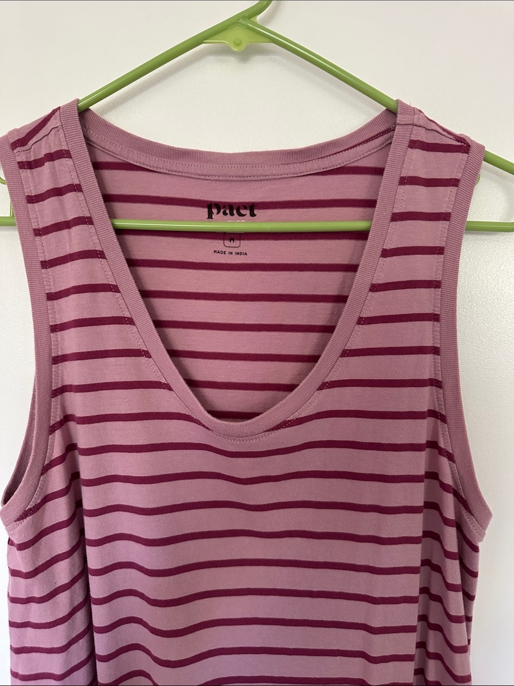 Pact Rose and Berry Striped V-Neck Tank